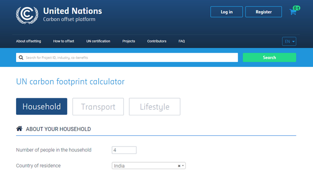 UN carbon footprint calculator