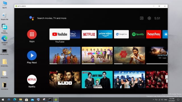 android tv on windows 10 pc