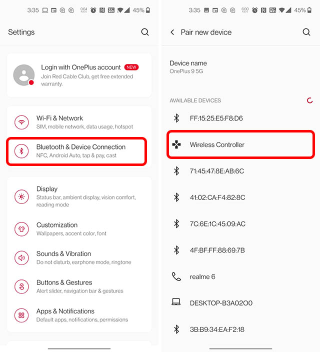 bluetooth settings android