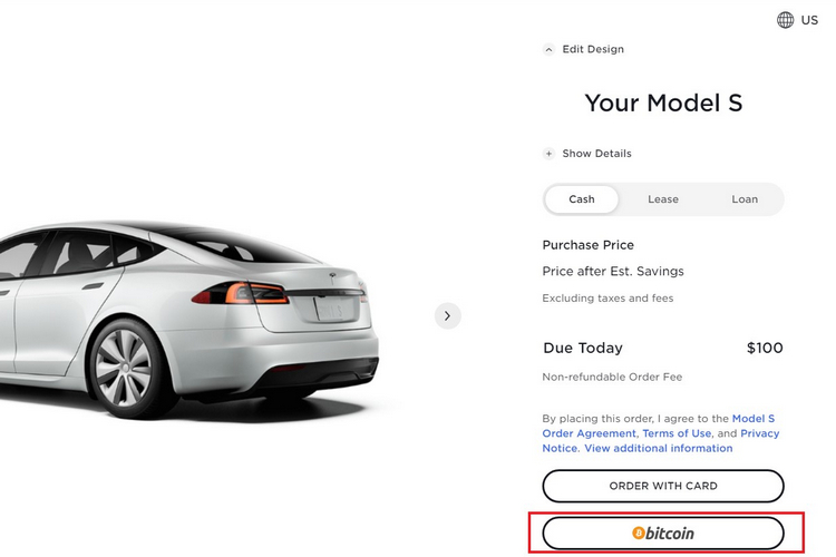 buy tesla with bitcoin