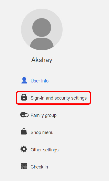 click on sign in and security settings