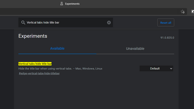 How to Hide Title Bar in Vertical Tabs Mode on Microsoft Edge - 70