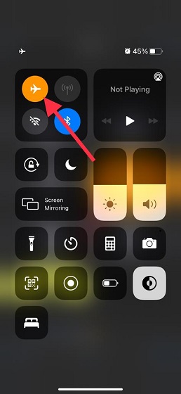 enable Airplane mode on iPhone