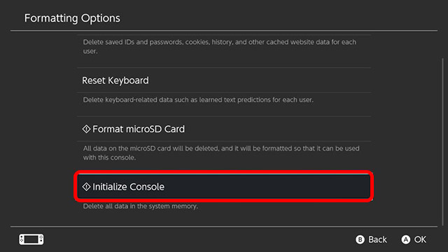 format nintendo switch completely