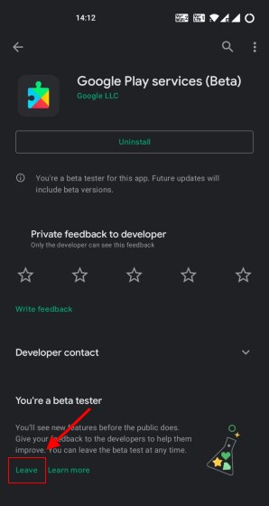 google play services - leave beta test