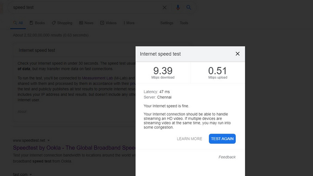 speed test google internet