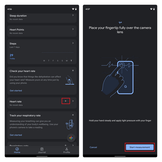 measure heart rate google fit