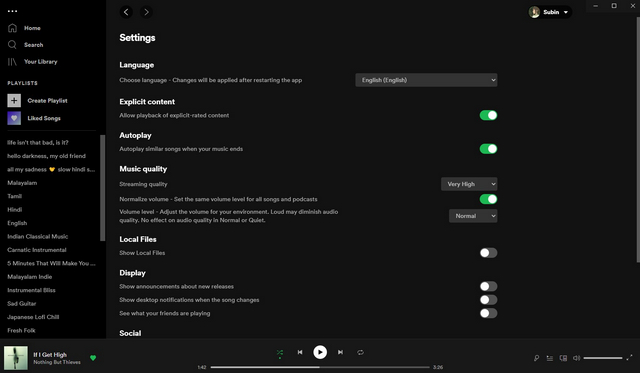 new spotify settings