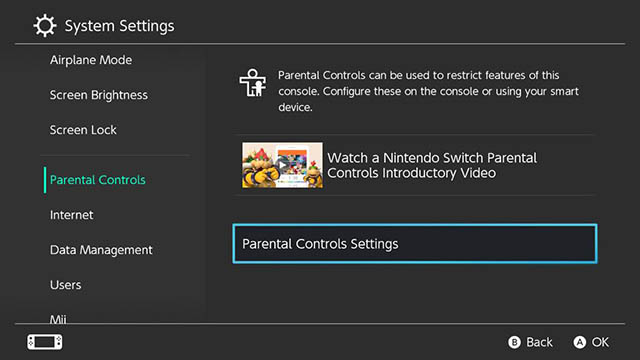 parental controls settings nintendo switch