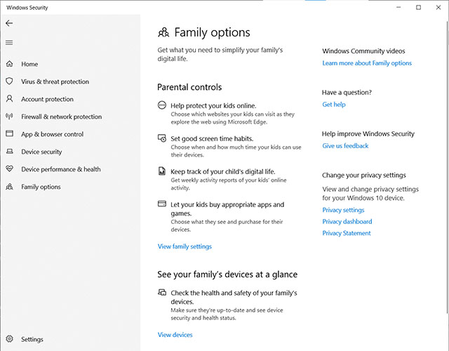 parental controls windows 10