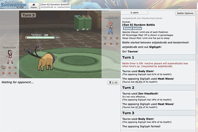 Gra przeglądarki internetowej Pokemon showdown