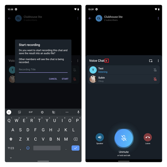 how to send voice in new telegram update