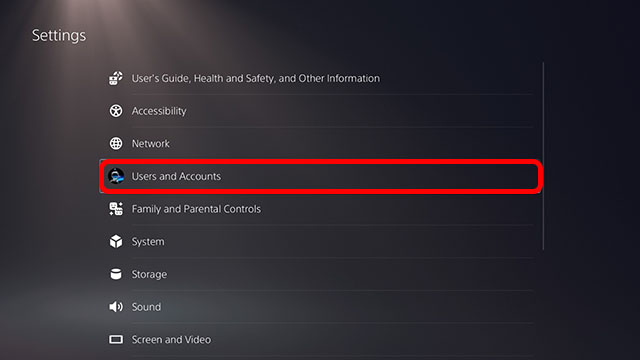 settings users and accounts ps5