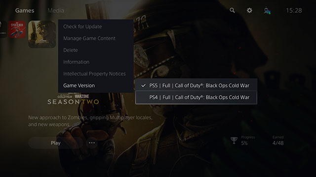 ps5 ps4 version der spiele wechseln