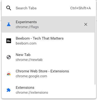 tab search chrome flag