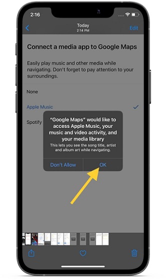 اضغط على موافق للانتهاء-كيفية توصيل خرائط Google بـ Apple Music على iPhone