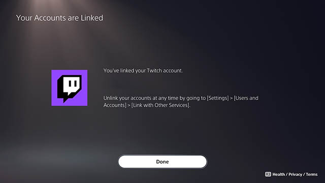 twitch linked successfully