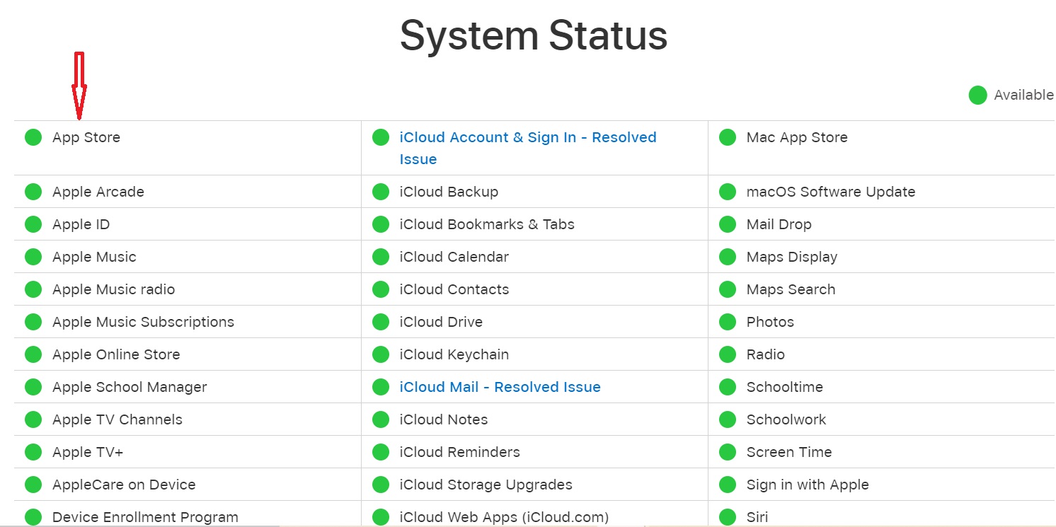 Check Apple's system status
