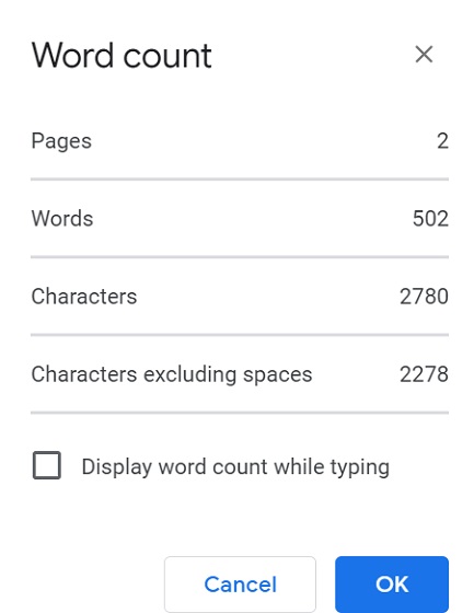 Check word count