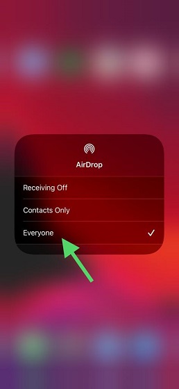 Choose everyone for AirDrop
