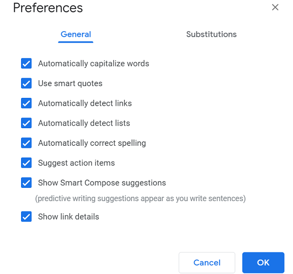 Customize Google Docs preferences