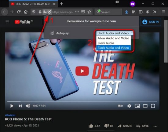 how to stop chrome autoplay video