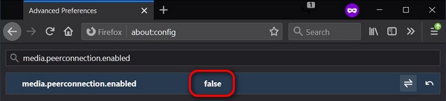Disable WebRTC in Firefox on Windows 10
