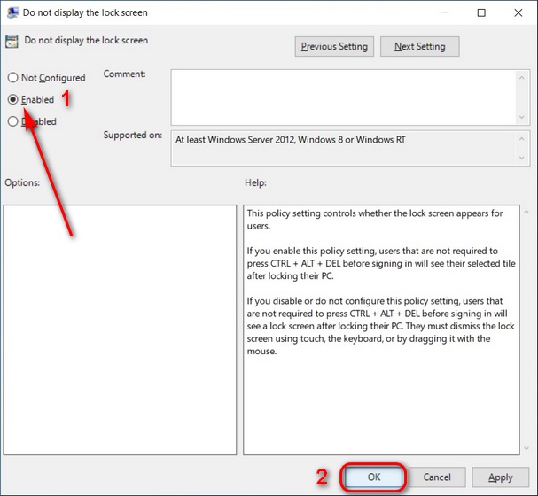 Disable Windows 10 Lock Screen Using Group Policy Editor