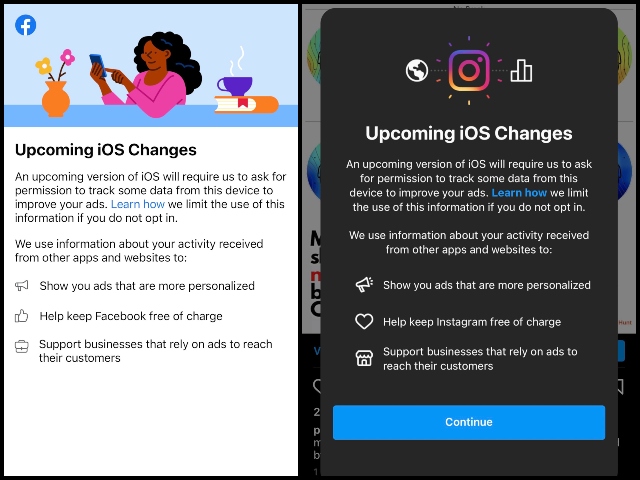 Facebook  Instagram Encourage Users to Allow Their Apps to Track Them on iOS - 1