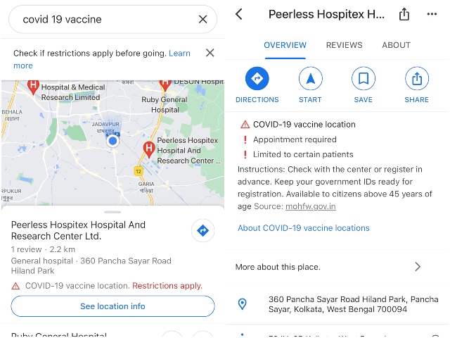 Google Now Shows Vaccination Centers on Search and Maps