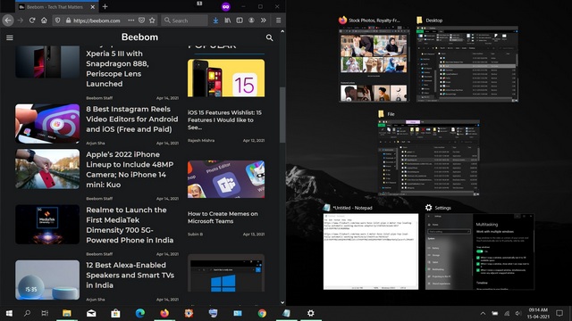 Verwenden Sie den geteilten Bildschirm in Windows 10, um mehrere Anwendungen nebeneinander auszuführen