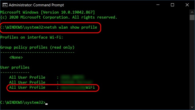 how to get a wifi password with command prompt