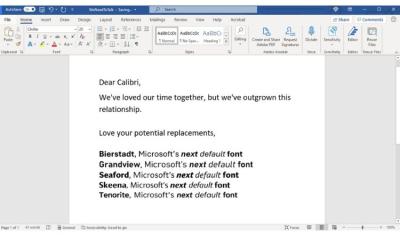 Microsoft next default font