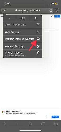 Request a desktop website