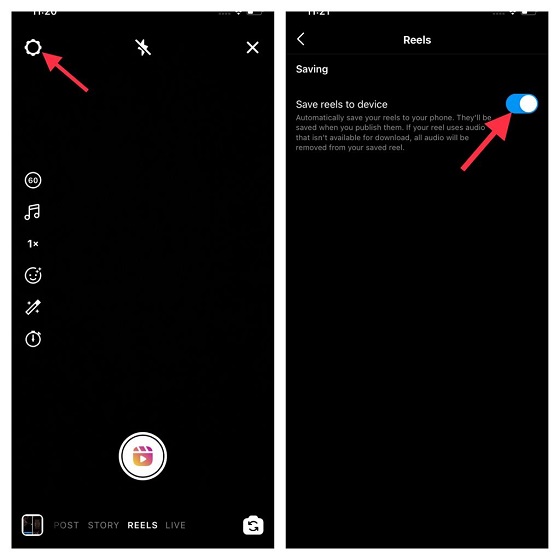 how to save reels with audio