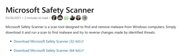 Microsoft Safety Scanner 1.391.3144 downloading