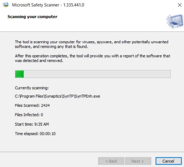 microsoft safety scanner log location