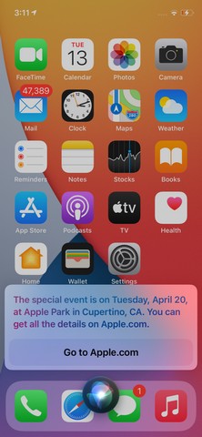 Siri reveals next Apple event to be held on April 20 