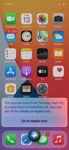 Siri Reveals That next Apple Event Will Be Held on April 20 - 29