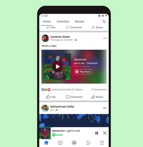 مشغل Spotify mini في Facebook