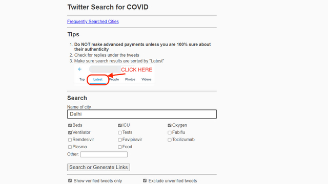 Twitter Search for COVID