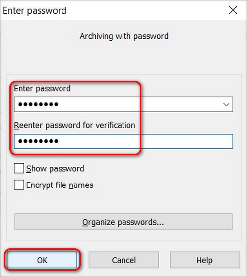 Use WinRAR to password protect folders in Windows 10