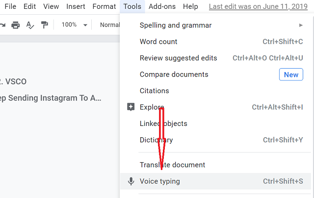 Use voice typing in Google Docs