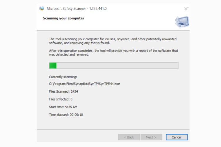 microsoft safety scanner stopped