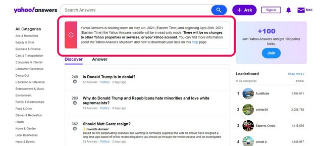 Yahoo Announces to Shut down Yahoo Answers on May 4