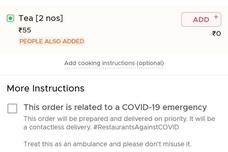 Zomato Adds Priority Delivery Mode for COVID 19 Emergencies