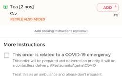 Zomato Adds Priority Delivery Mode for COVID-19 Emergencies