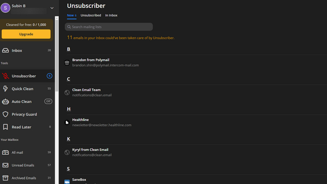 clean email unsubscriber unroll.me alternative