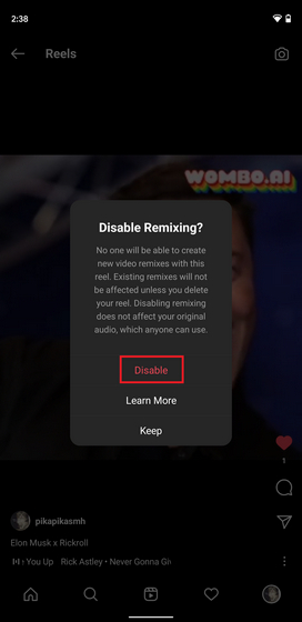 disable remix warning