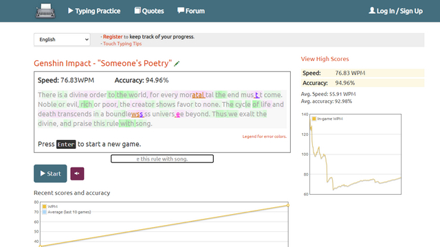 key hero results Typing Test Website